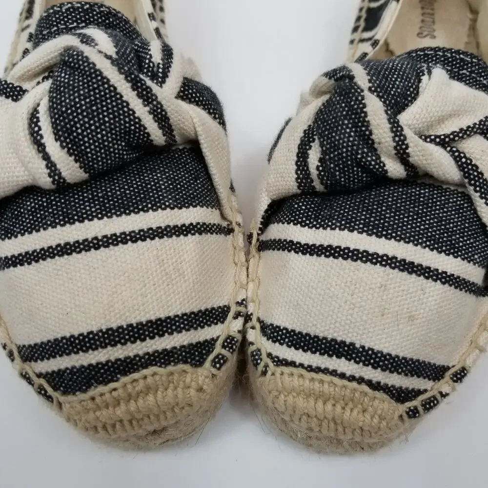 Soludos Women's Striped Knot Cream Black Espadrilles Size 5